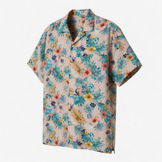 Men's Hawaiian Short Sleeve Shirt Button Down Multicolor