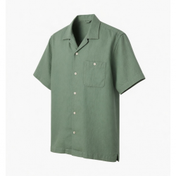 Men's Washable Linen Camp Short Sleeve Shirt Sage Green