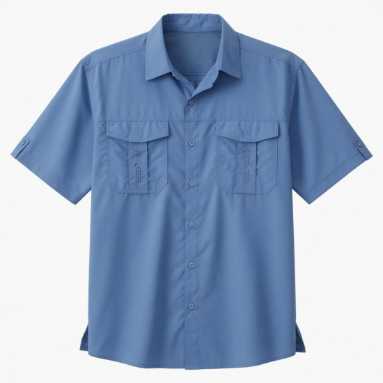 Men's Outfitters Fishing Short Sleeve Shirt Blue