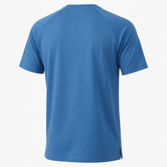 Men's Blue Seamless Activewear Short Sleeve T-Shirt