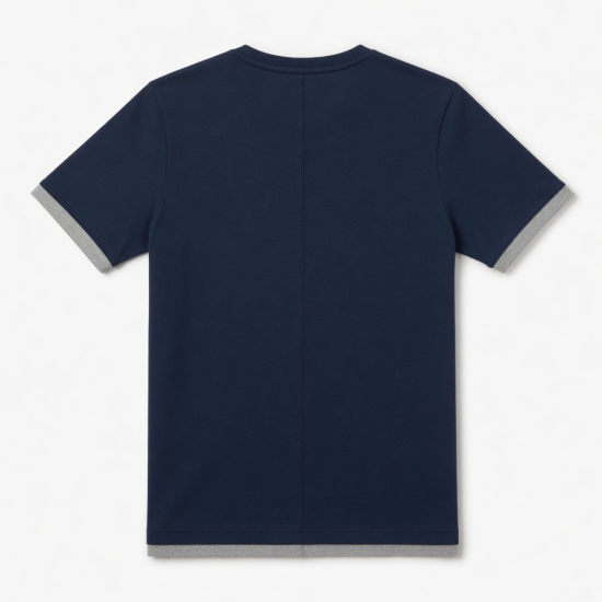 Men's Navy Blue Short Sleeve T-Shirt Grey Trim