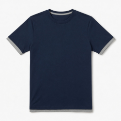 Men's Navy Blue Short Sleeve T-Shirt Grey Trim