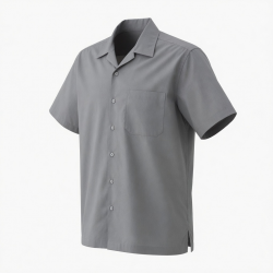 Men's Button Short Sleeve Shirt Gray Modern
