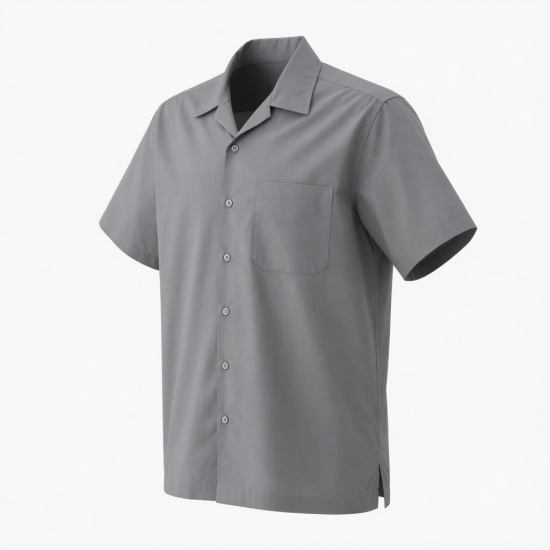 Men's Button Short Sleeve Shirt Gray Modern