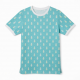 Men's Crew Neck Short Sleeve Shirt Aqua Blue/White Pineapple