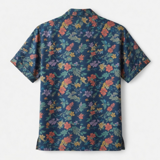 Men's Silk Floral Button Hawaiian Short Sleeve Shirt