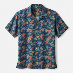 Men's Silk Floral Button Hawaiian Short Sleeve Shirt