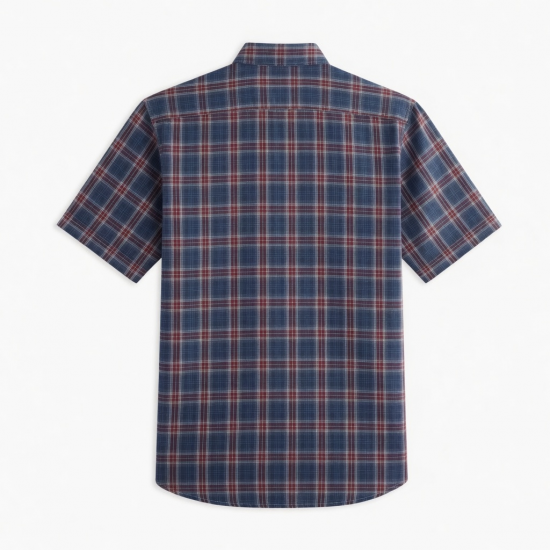 Men's Button Short Sleeve Shirt Plaid