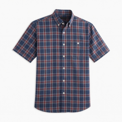 Men's Button Short Sleeve Shirt Plaid