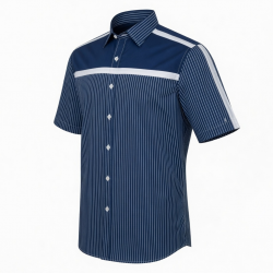 Men's Stripe Detail NAVY/White Short Sleeve Shirt