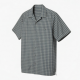Men's Plaid Short Sleeve Shirt Grey Button Hiking