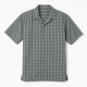 Men's Plaid Short Sleeve Shirt Grey Button Hiking