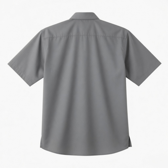 Men's Gray Button Short Sleeve Shirt Pocket Standard