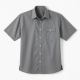 Men's Gray Button Short Sleeve Shirt Pocket Standard