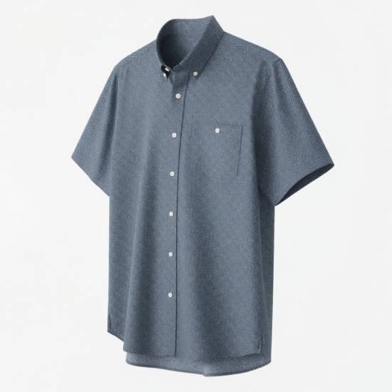 Men's Button-Up Jacquard Short Sleeve Shirt