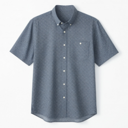 Men's Button-Up Jacquard Short Sleeve Shirt