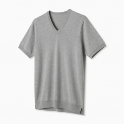 Men's V-Neck Knit Lightweight Short Sleeve Shirt