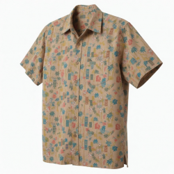 Men's Flannel Tiki Time Party Short Sleeve Shirt Bambo