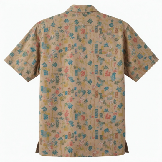 Men's Flannel Tiki Time Party Short Sleeve Shirt Bambo