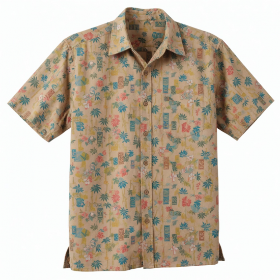 Men's Flannel Tiki Time Party Short Sleeve Shirt Bambo