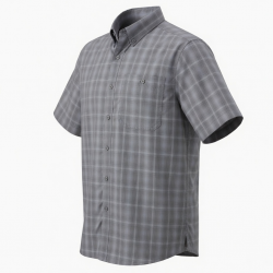 Men's Gray Plaid Titanium Omni-Dry Short Sleeve Shirt
