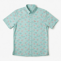 Men's Patterned Flamingo Short Sleeve Shirt