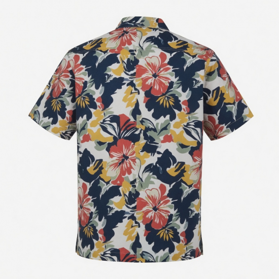 Men's Short Sleeve Shirt Bold Floral Print Cotton