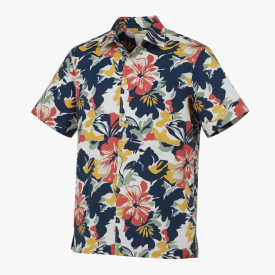 Men's Short Sleeve Shirt Bold Floral Print Cotton