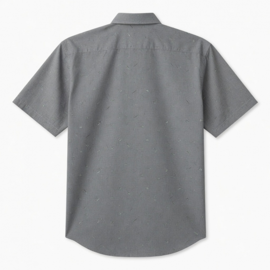 Men's Button Gray Print Short Sleeve Shirt