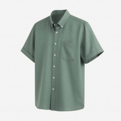 Men's Silk Blend Button Down Short Sleeve Shirt