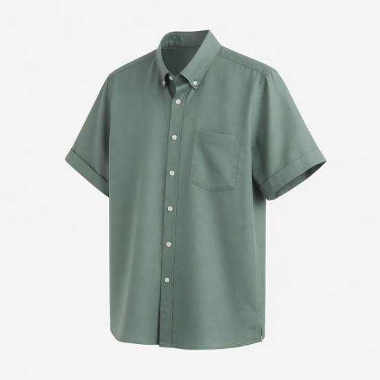 Men's Silk Blend Button Down Short Sleeve Shirt