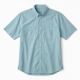 Men's Light Blue/Green Button-Up Short Sleeve Shirt