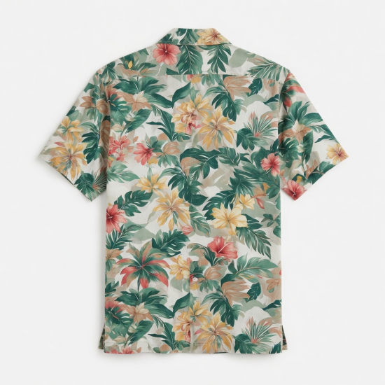 Men's Button Short Sleeve Shirt Tropical Palm Floral