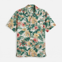 Men's Button Short Sleeve Shirt Tropical Palm Floral