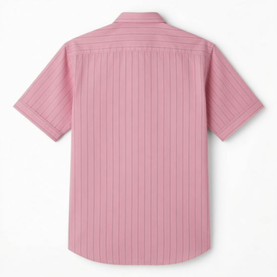 Men's Short Sleeve Shirt Pink Stripes