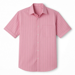 Men's Short Sleeve Shirt Pink Stripes