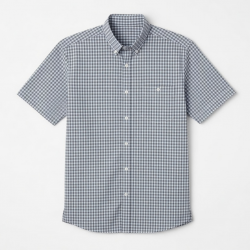 Men's Gingham Check Short Sleeve Shirt Gray