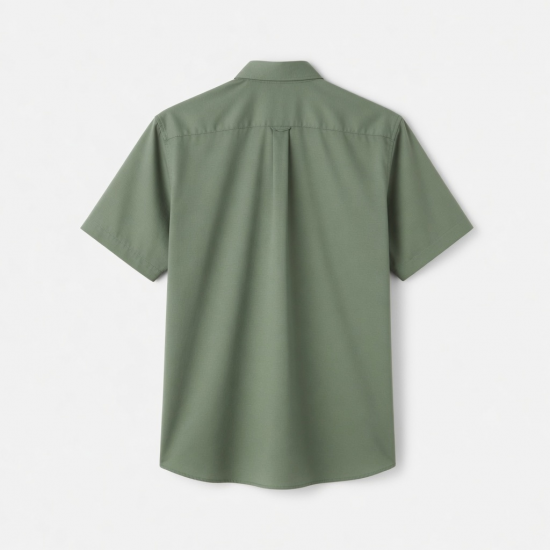 Men's Green Chino Pima Cotton Modal Short Sleeve Shirt