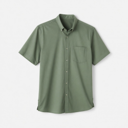Men's Green Chino Pima Cotton Modal Short Sleeve Shirt
