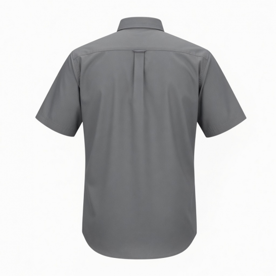 Men's Button Down Short Sleeve Shirt Cotton Solid Gray