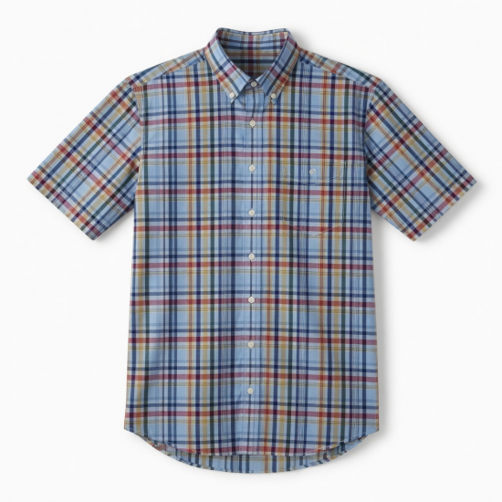 Men's Short Sleeve Shirt Check Buttons Multicoloured