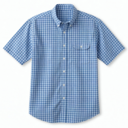 Men's Blue Check Short Sleeve Shirt