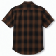 Men's Brown Black Plaid Hunting Short Sleeve Shirt Button Down