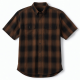Men's Brown Black Plaid Hunting Short Sleeve Shirt Button Down
