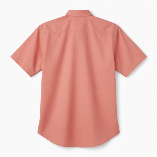 Men's Coral Pink Short Sleeve Shirt Cotton