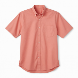 Men's Coral Pink Short Sleeve Shirt Cotton