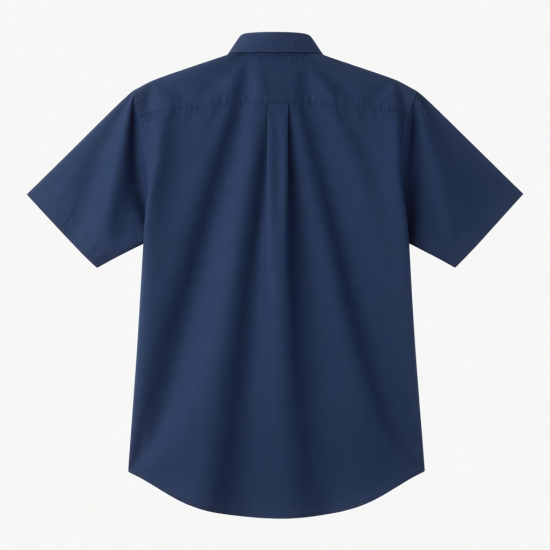 Men's Navy Blue Button Short Sleeve Shirt