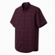 Men's Plaid Short Sleeve Shirt Cotton/Polyester Dark Red/Blue