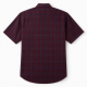 Men's Plaid Short Sleeve Shirt Cotton/Polyester Dark Red/Blue