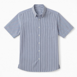 Men's Navy White Striped Short Sleeve Shirt
